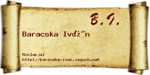 Baracska Iván névjegykártya